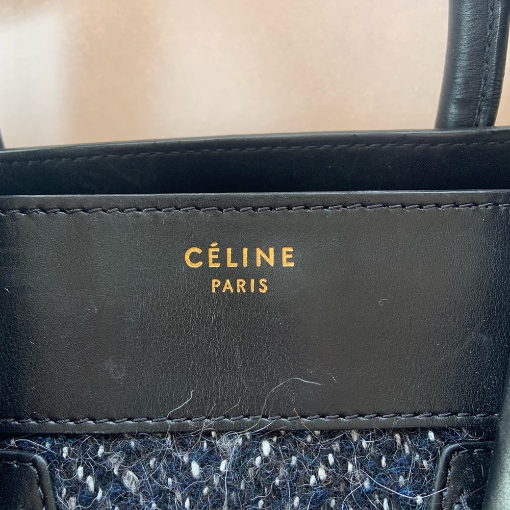 Celine leather/tweed‎ mini luggage tote - Picture 2 of 6